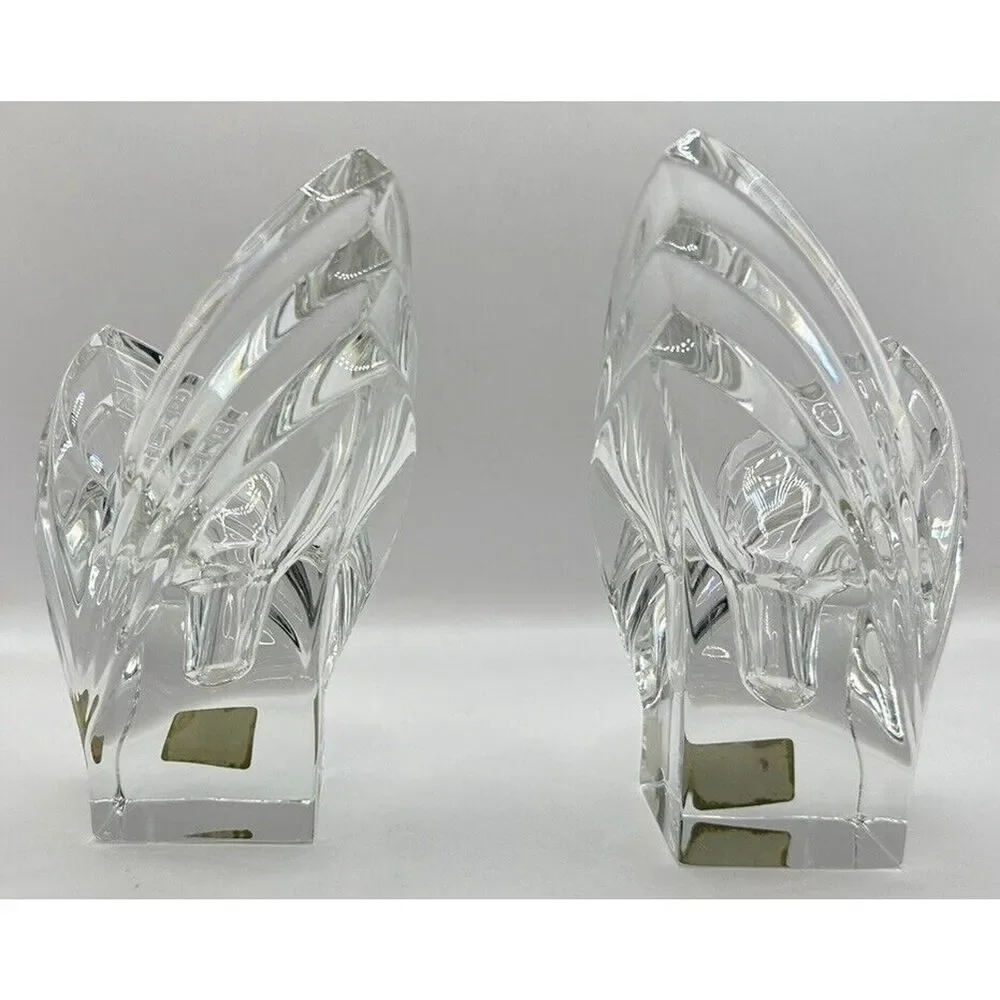 Set Of Vintage Mikasa Candlestick Holders Leaded Crystal Art Deco 5